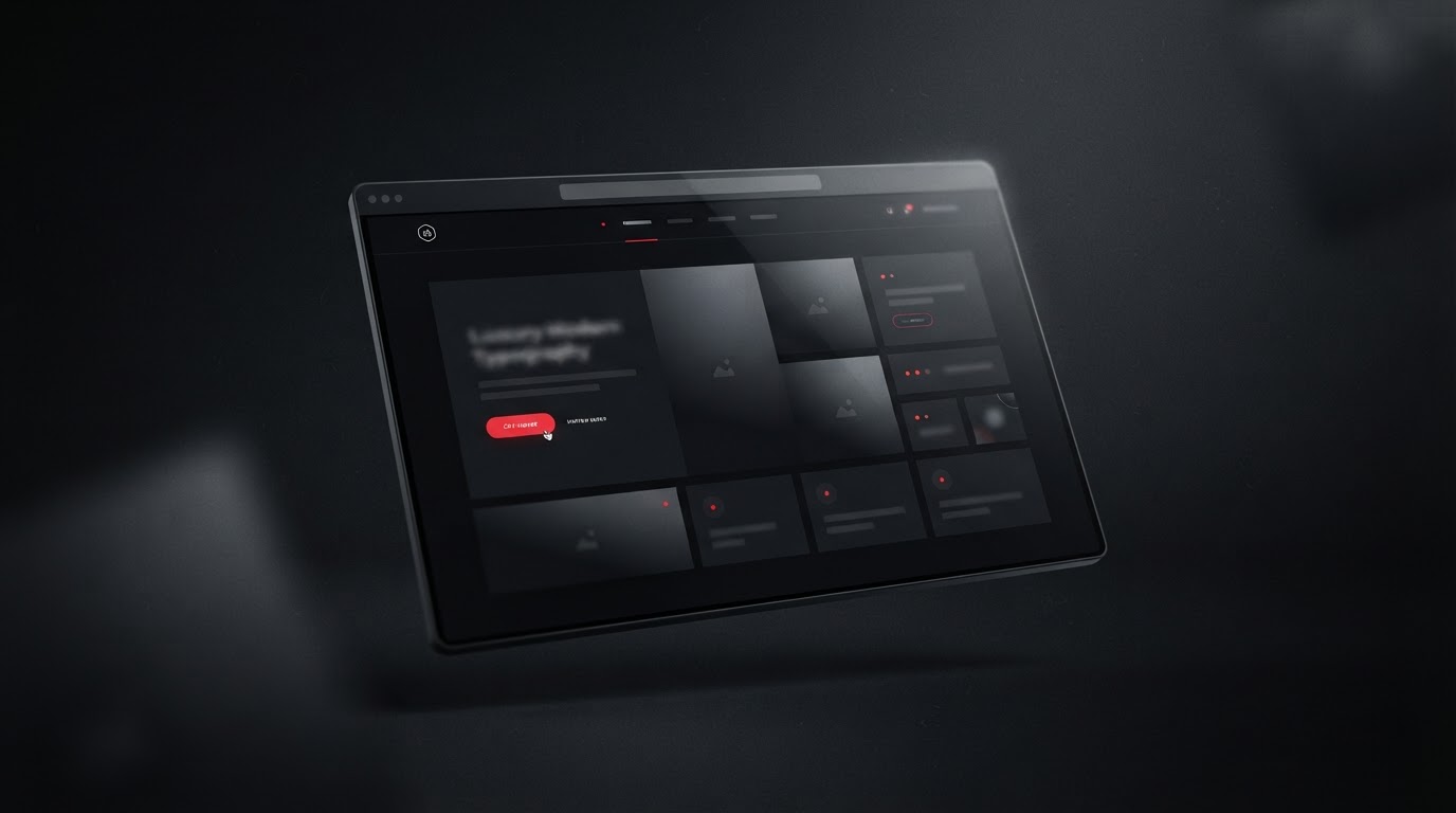 Abstract dark visual of a website interface mockup with conversion elements