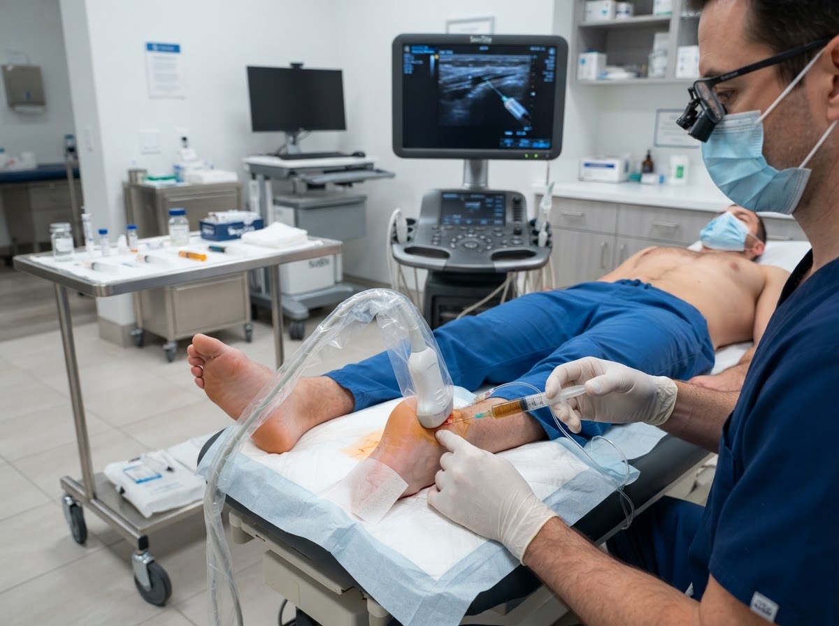 Ultrasound-guided PRP platelet rich plasma injection on ankle tendon at District Foot & Ankle