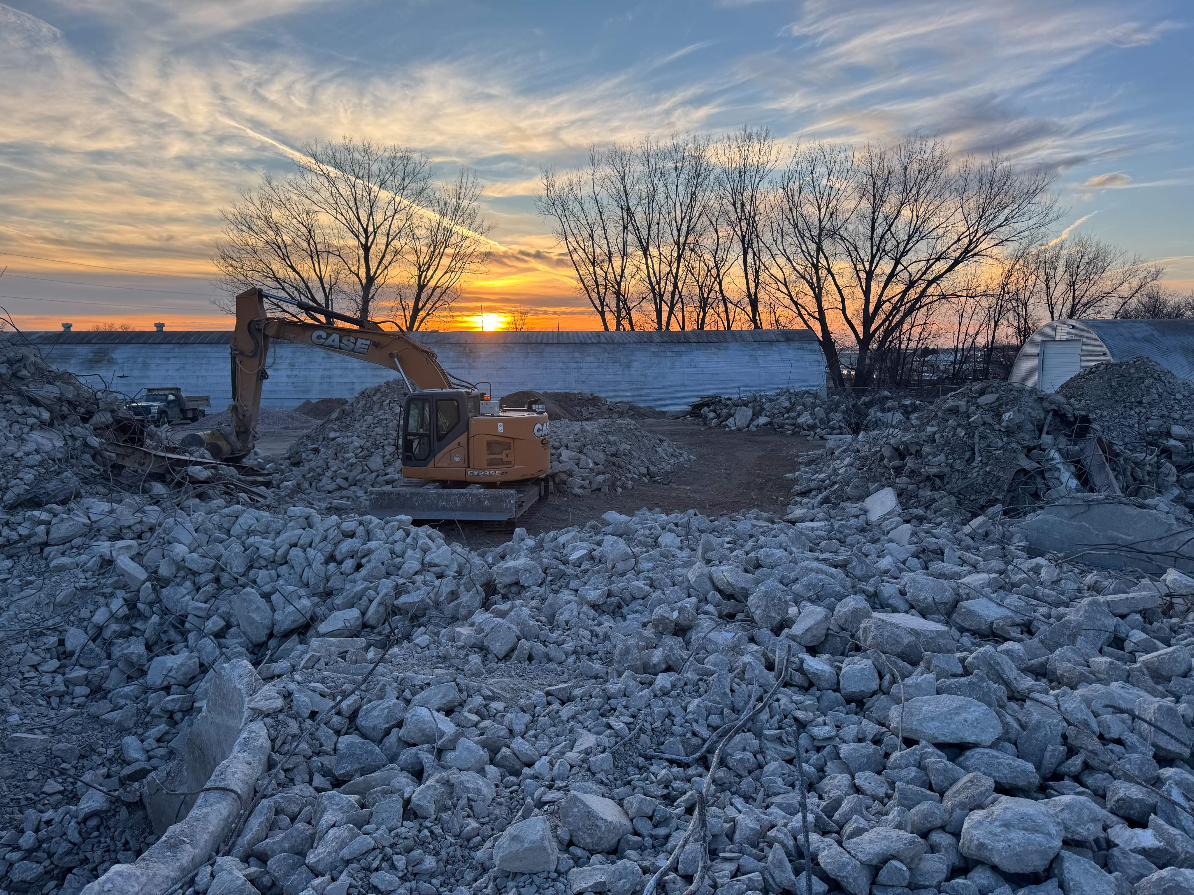 Krusemark Construction excavator & concrete crushing