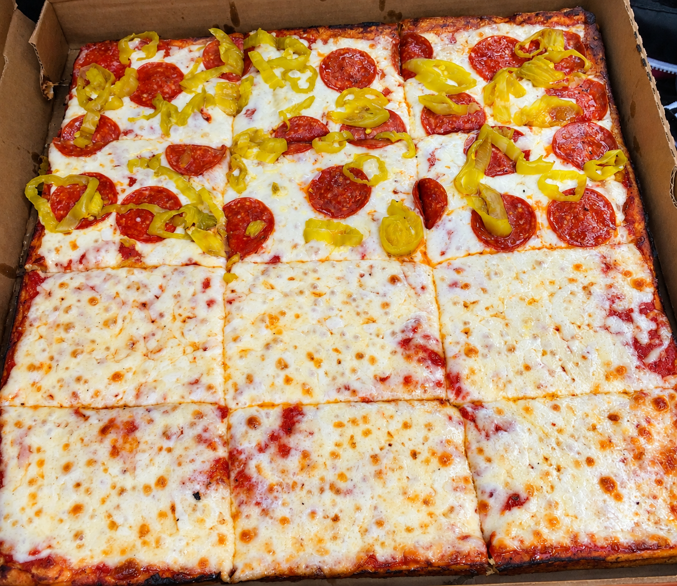Fresh Capri square pizza with toppings