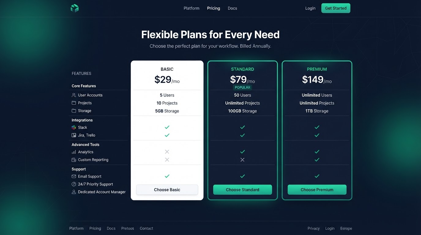 GoHighLevel pricing comparison table showing three plans with features and prices