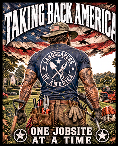 Landscaper tee — full-back print design