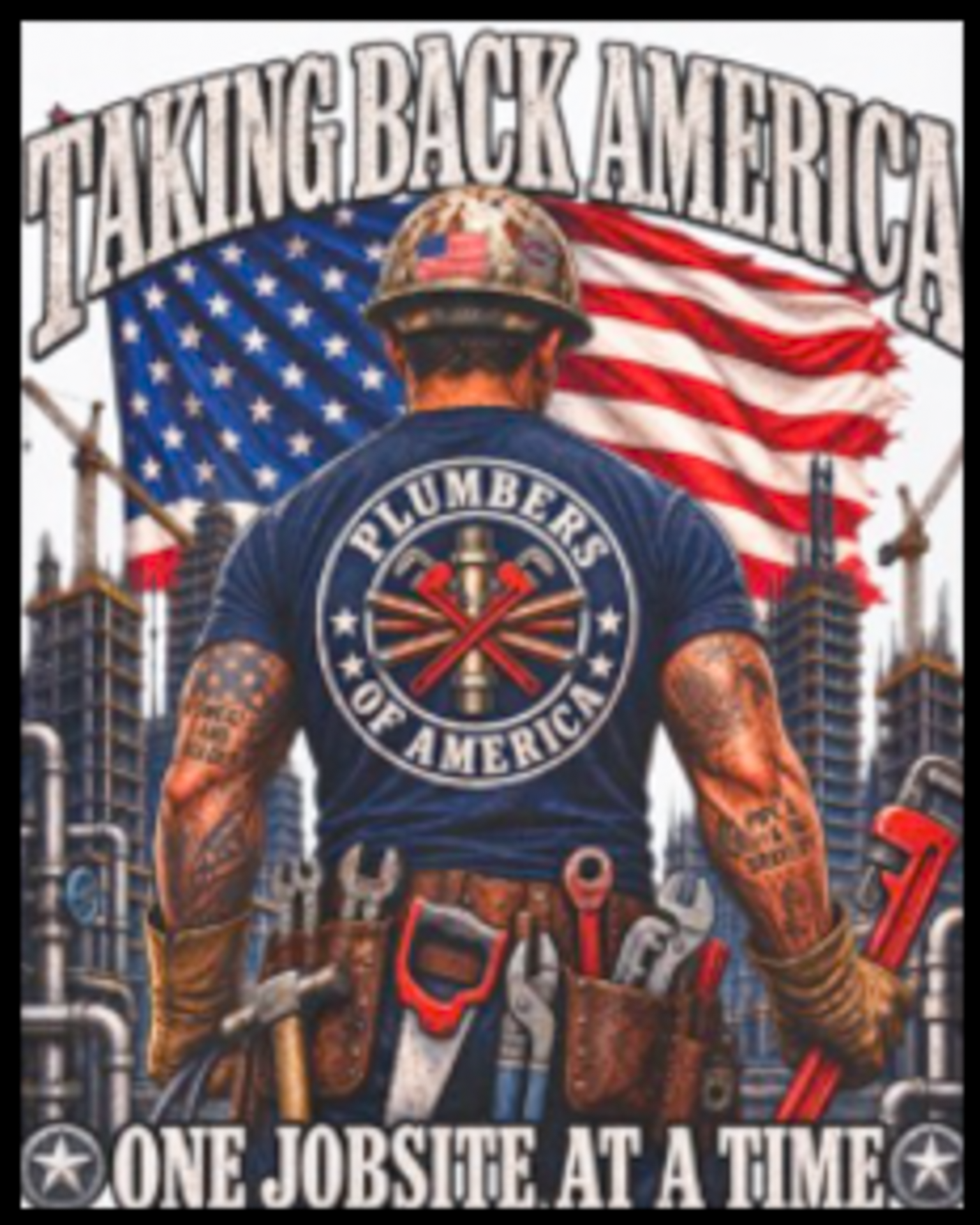 Plumber tee — full-back print design