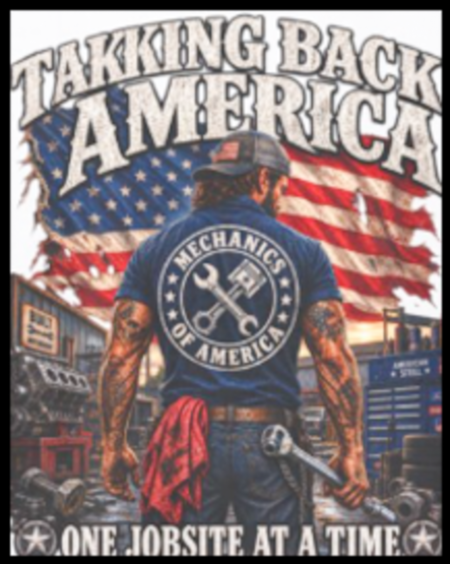 Mechanic tee — full-back print design