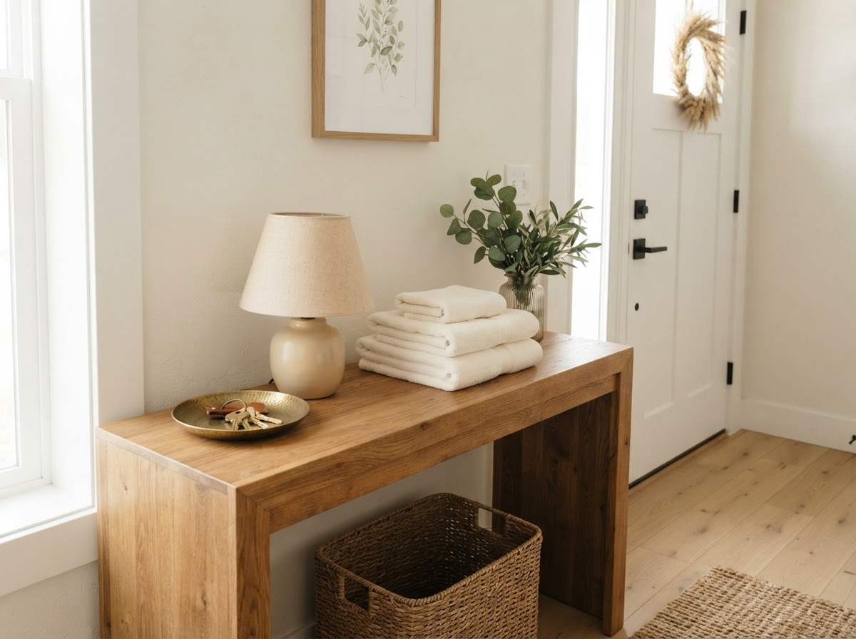 A subtle, welcoming arrival detail near the entry
