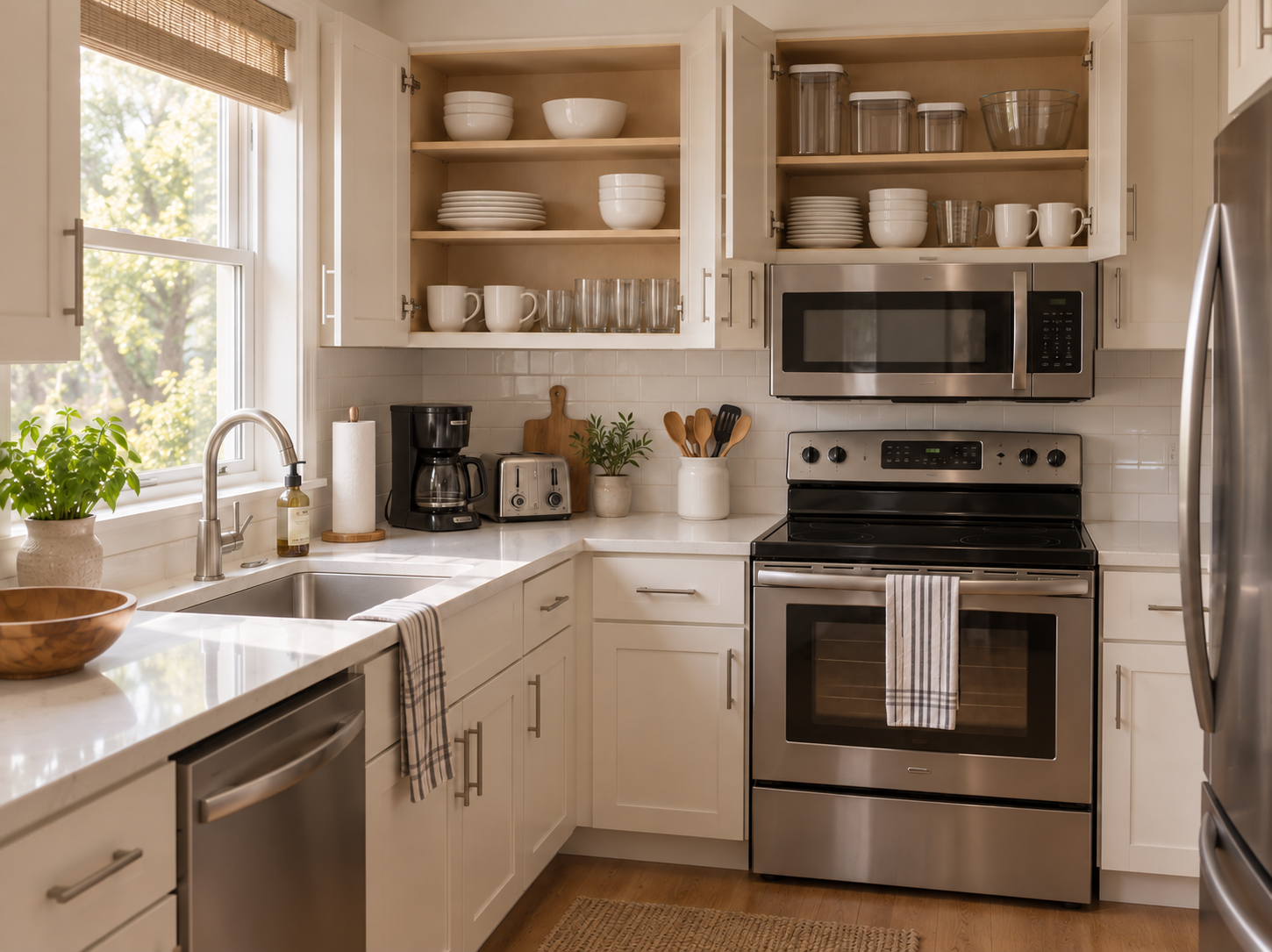 A stocked, functional kitchen ready to cook in