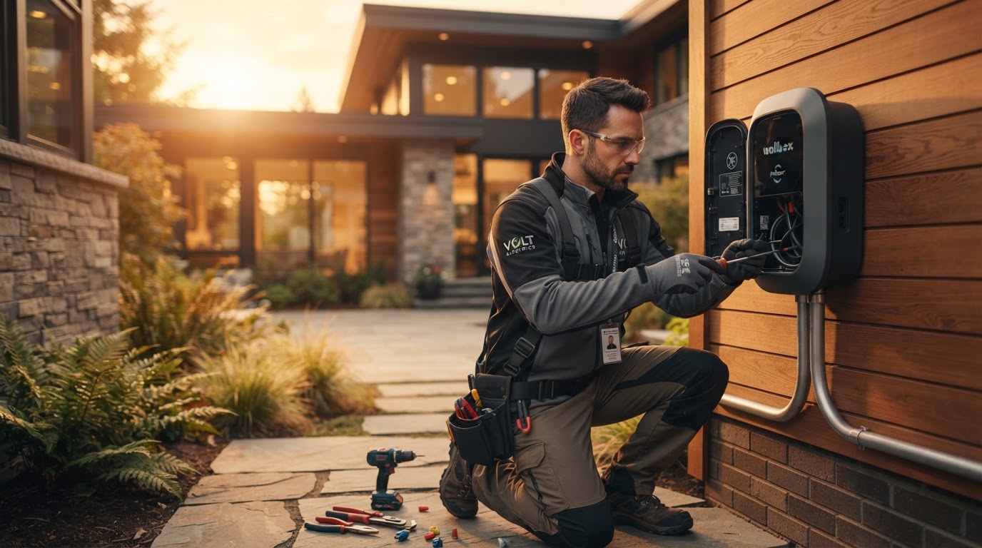 Templeton Electric electrician installing an EV charging station
