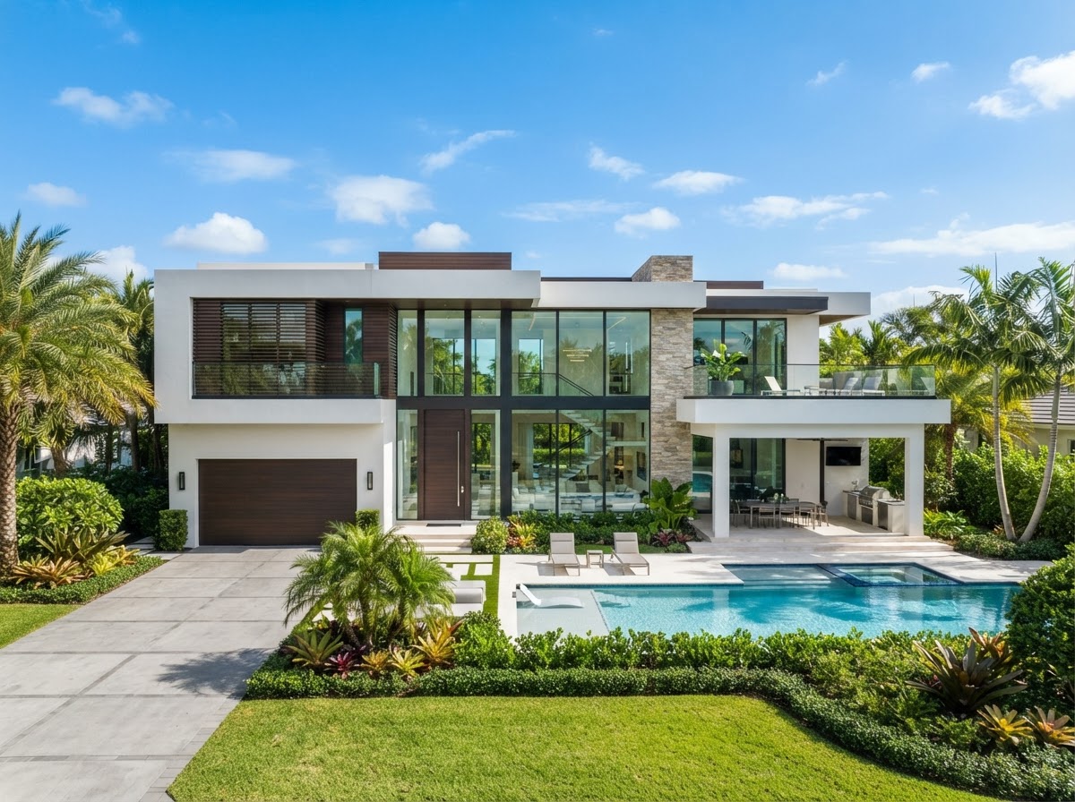 Luxury custom new-construction home exterior
