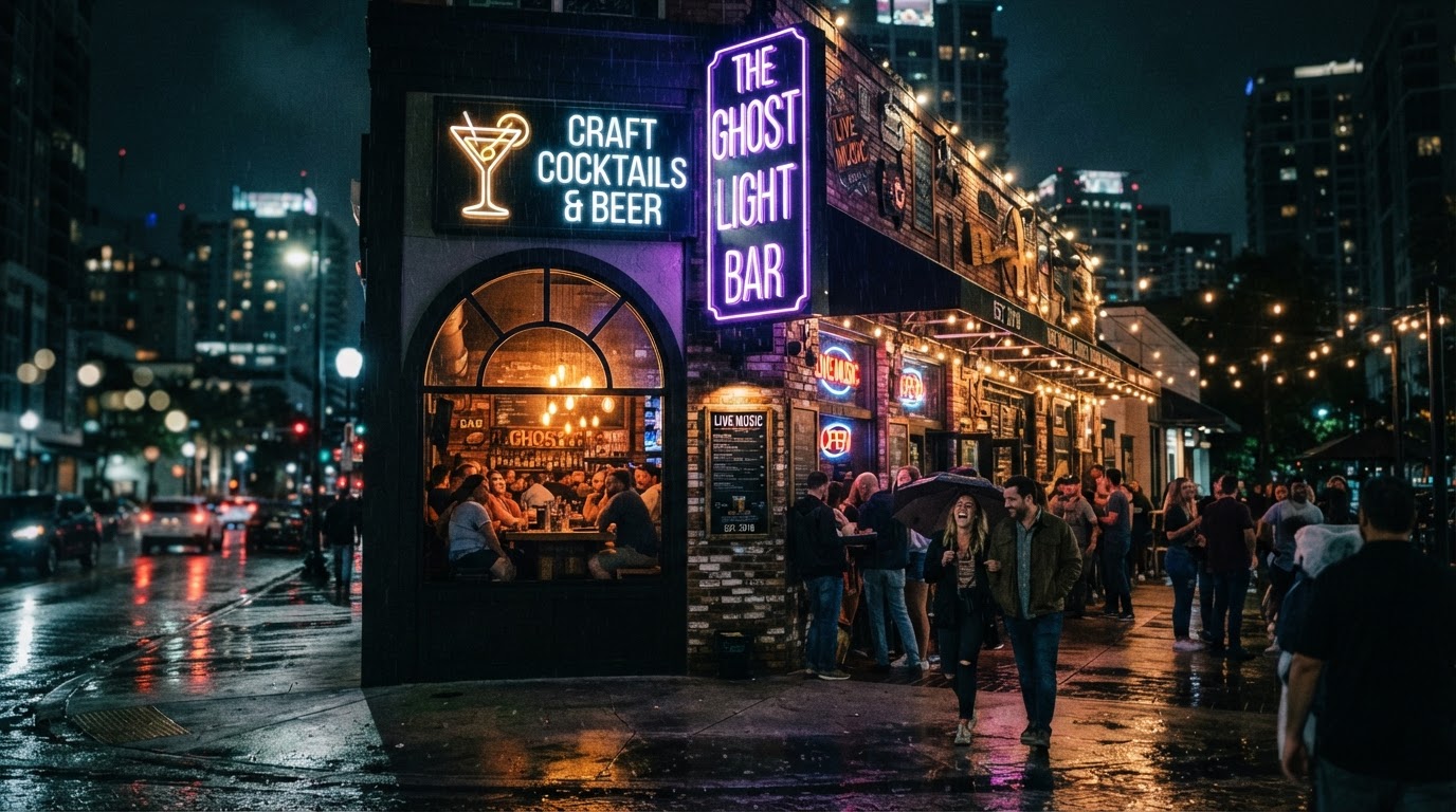 Orlando City Bar & Grill Downtown Orlando entrance at night