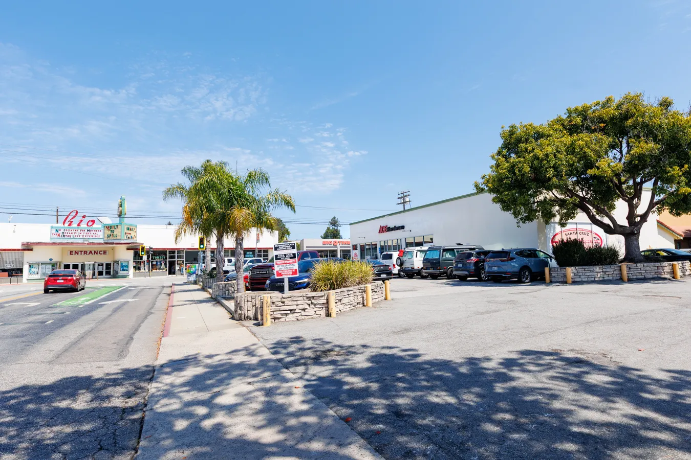 Seabright Plaza and Rio Theatre corner on Soquel and Seabright Avenue