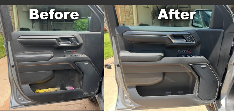 Door panel, before and after