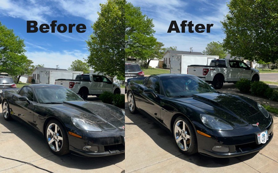 Corvette exterior, before and after