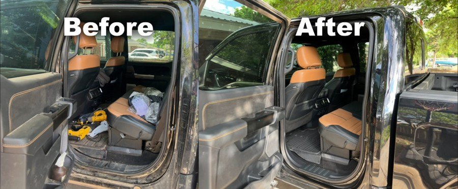 Crew cab back seat, before and after