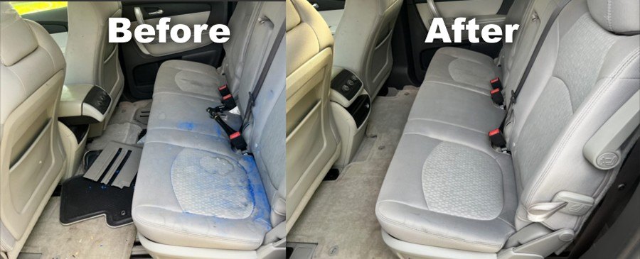 Back seat stains, before and after