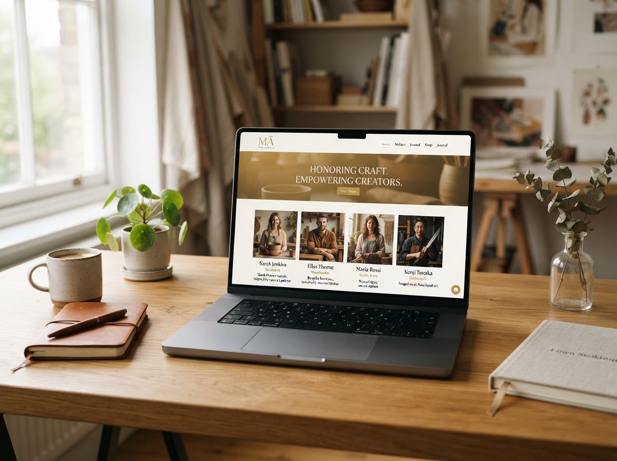 Website design displayed on laptop