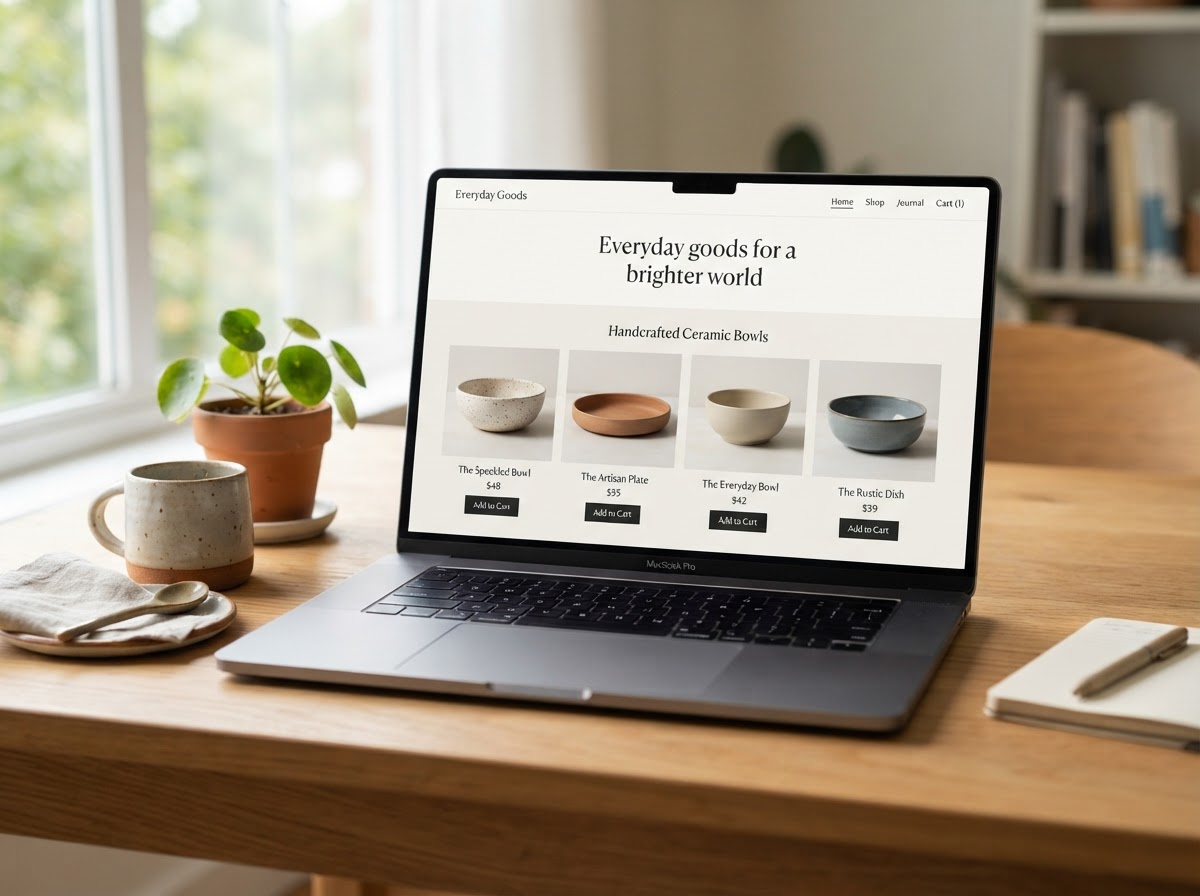 Landing and sales page design displayed on laptop