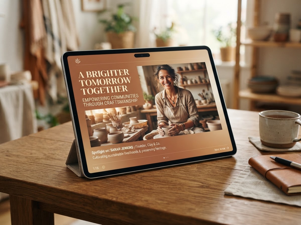 Presentation slide deck displayed on tablet