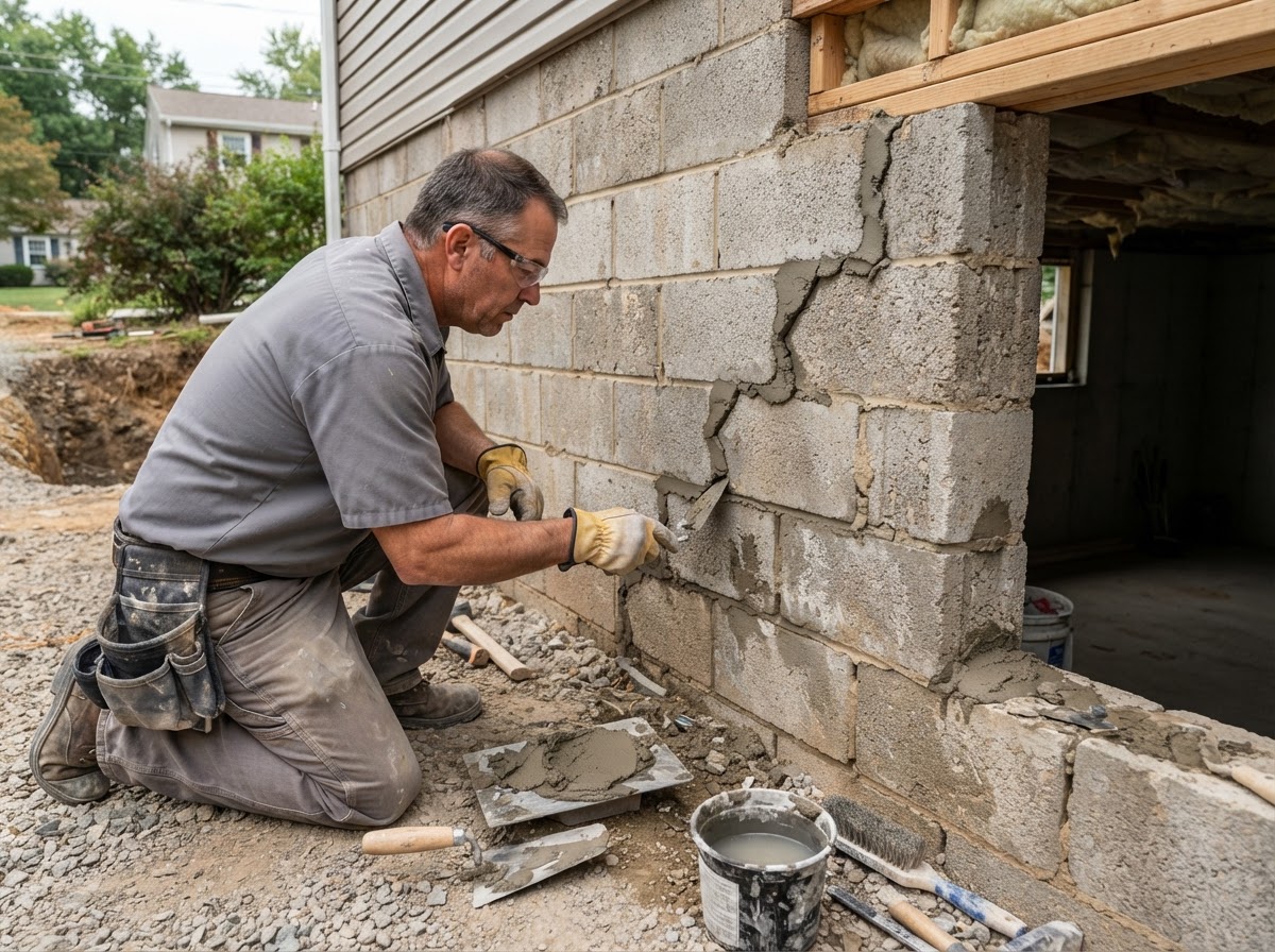 Block and concrete foundation repair in Waldorf Maryland