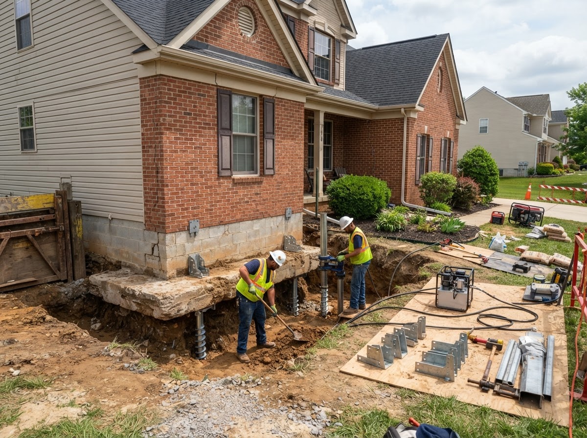 Foundation settlement repair in Waldorf, Maryland