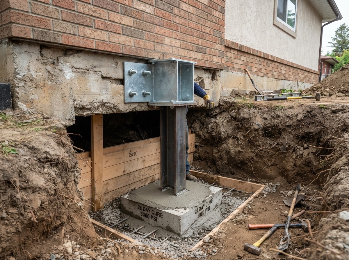Residential foundation underpinning near Waldorf, MD