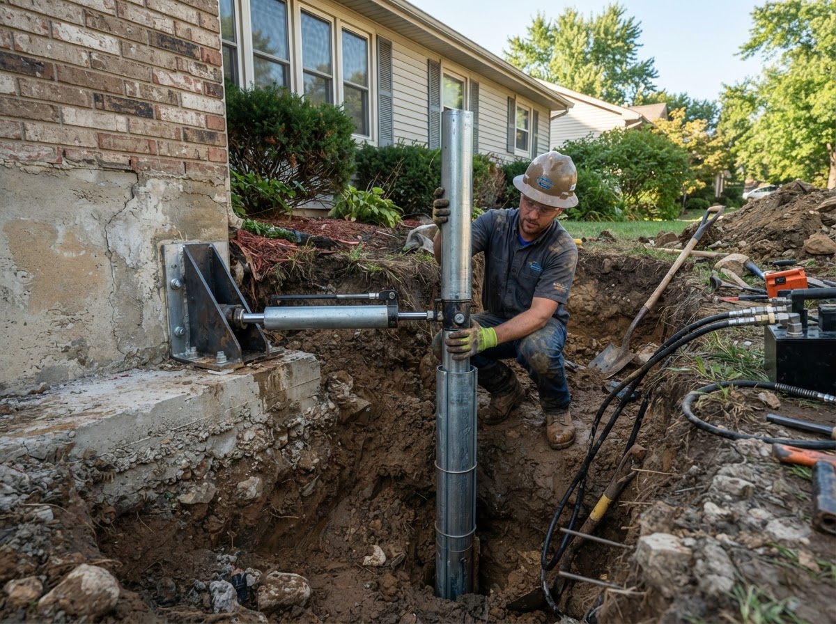 Push pier installation near Waldorf Maryland