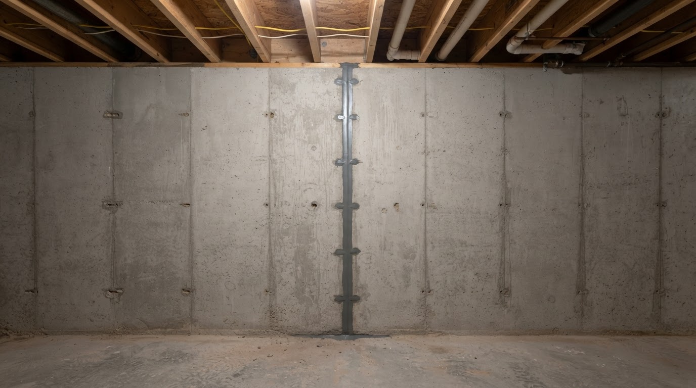 Foundation wall crack after professional injection repair near Brandywine, Maryland