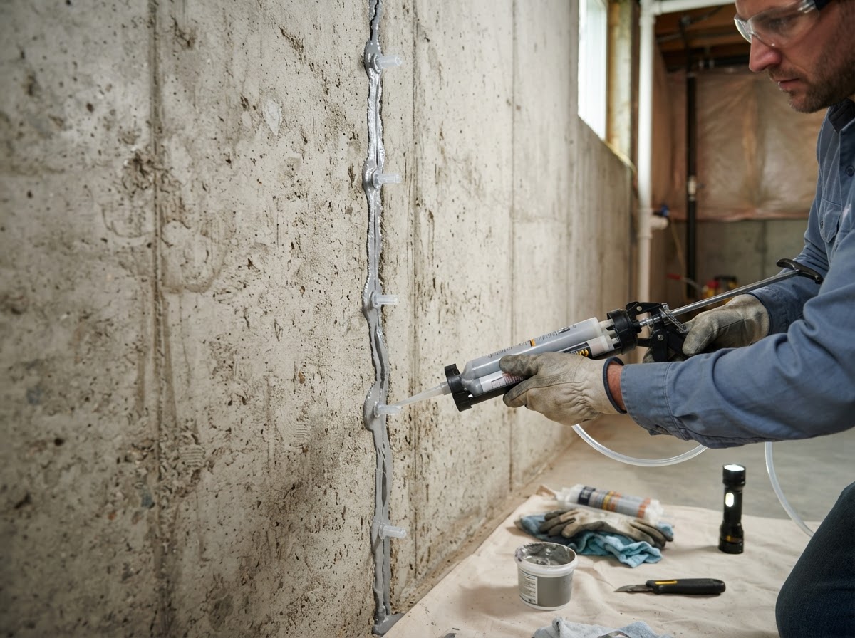 Concrete foundation crack repair in Waldorf, Maryland
