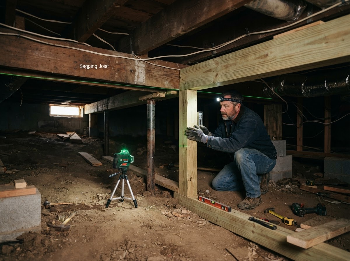 Sagging and uneven floor repair near Waldorf Maryland