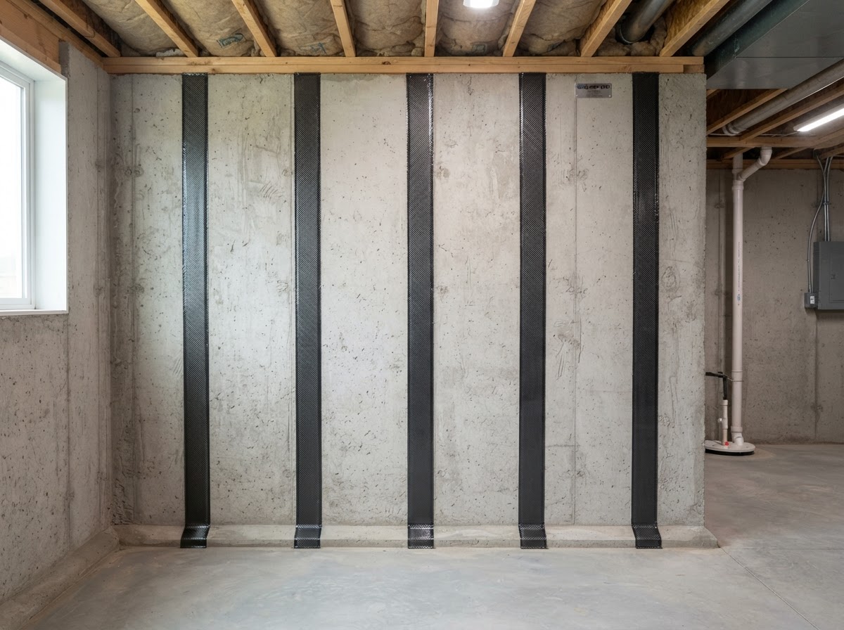 Carbon fiber basement wall reinforcement near Waldorf, Maryland