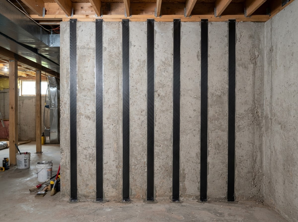 Basement wall stabilization and carbon fiber reinforcement near Waldorf