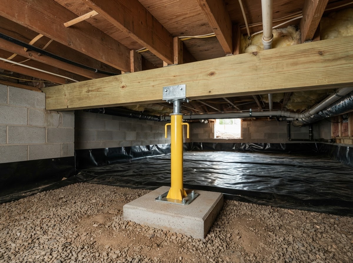 Crawl space structural repair and support jacks in Waldorf, MD