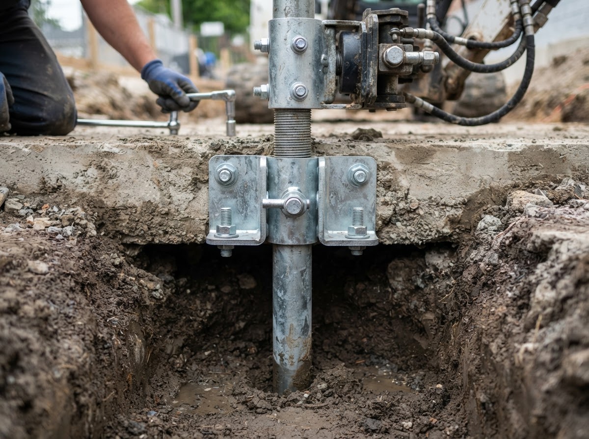 Helical foundation pier system near Waldorf, MD