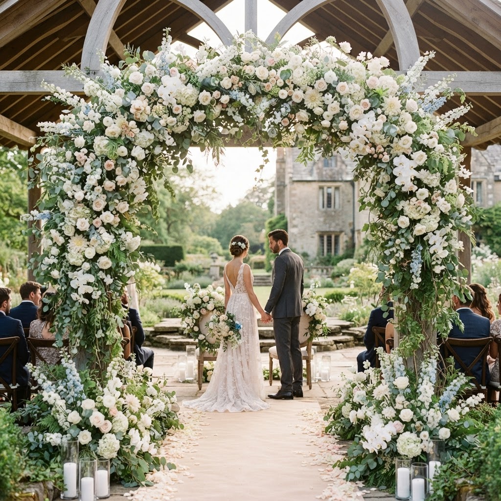 Gala table centerpiece with candlelight and fine china