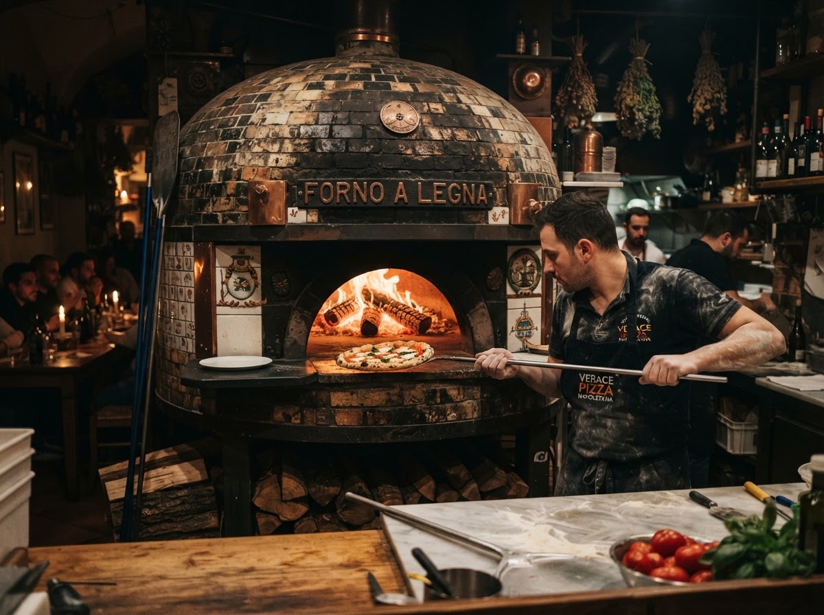 Horno de leña encendido