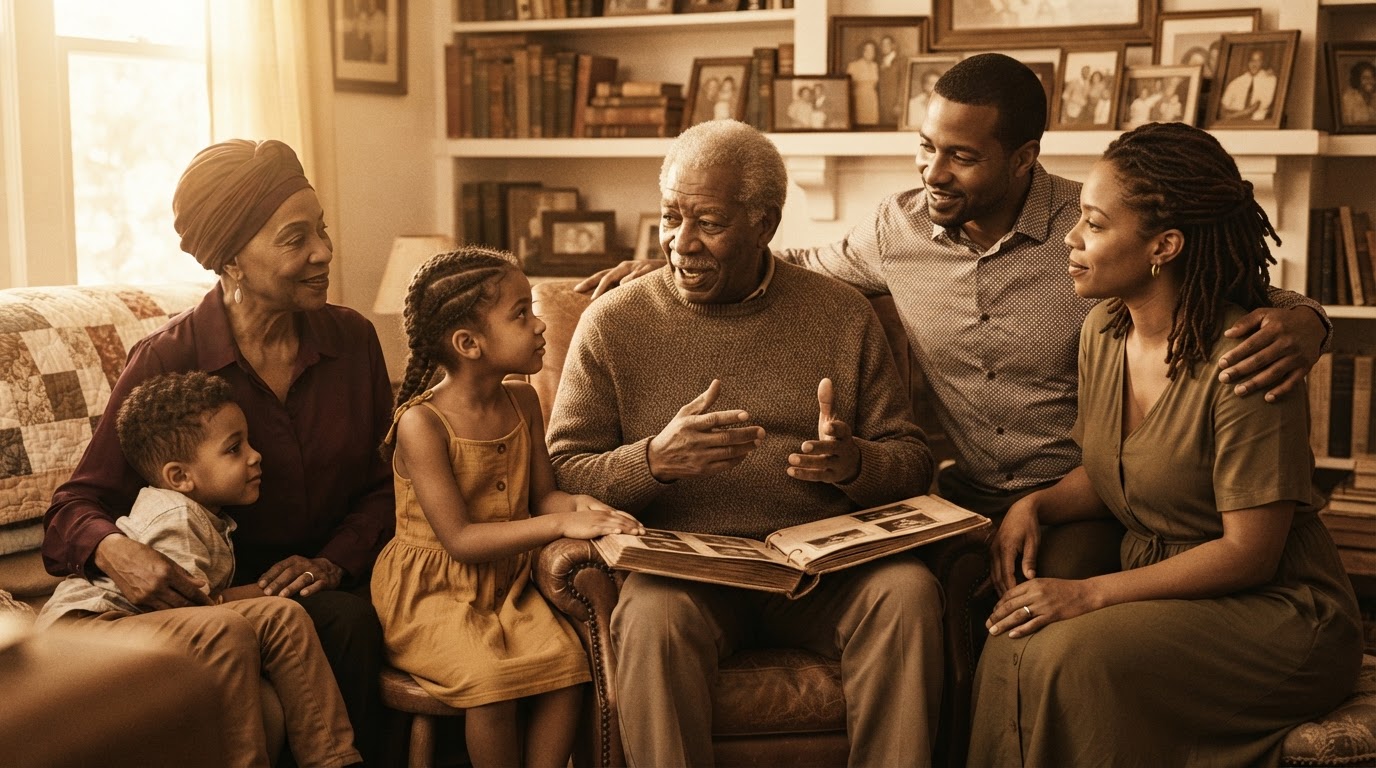 A multi-generational Black family representing heritage and legacy