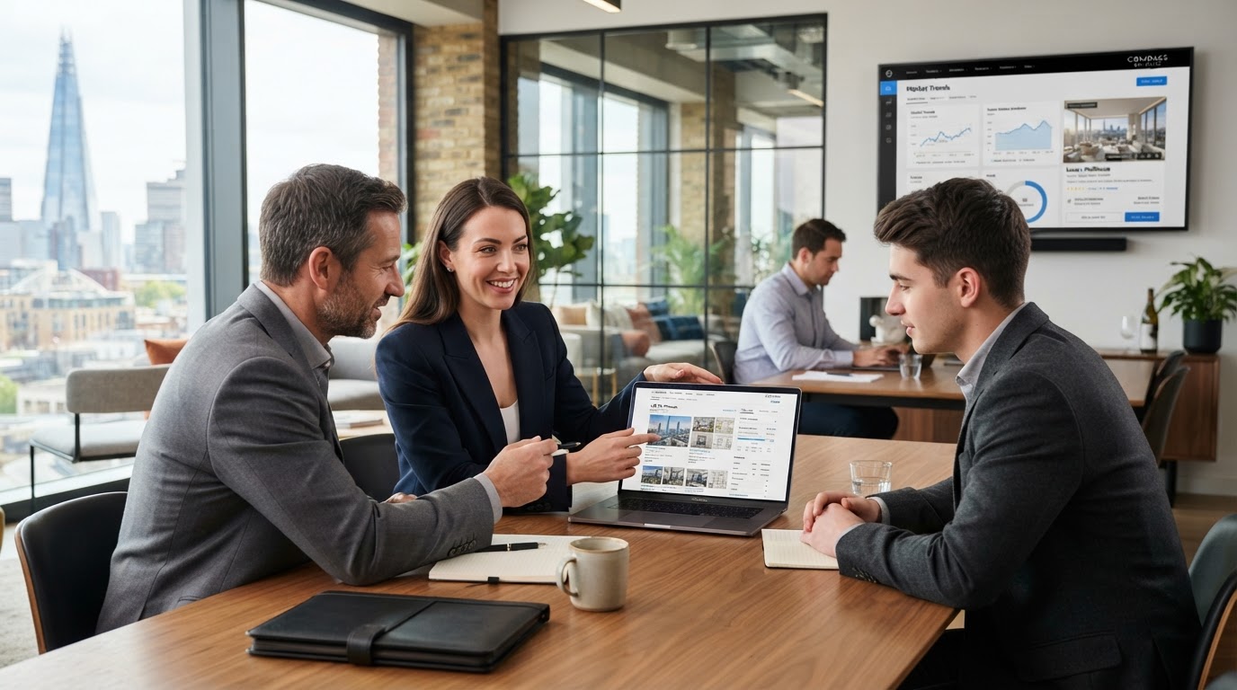 Professional real estate team collaborating
