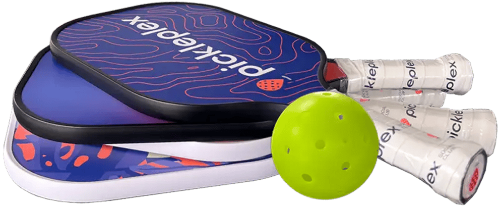 Pickleplex paddles and pickleball sticker