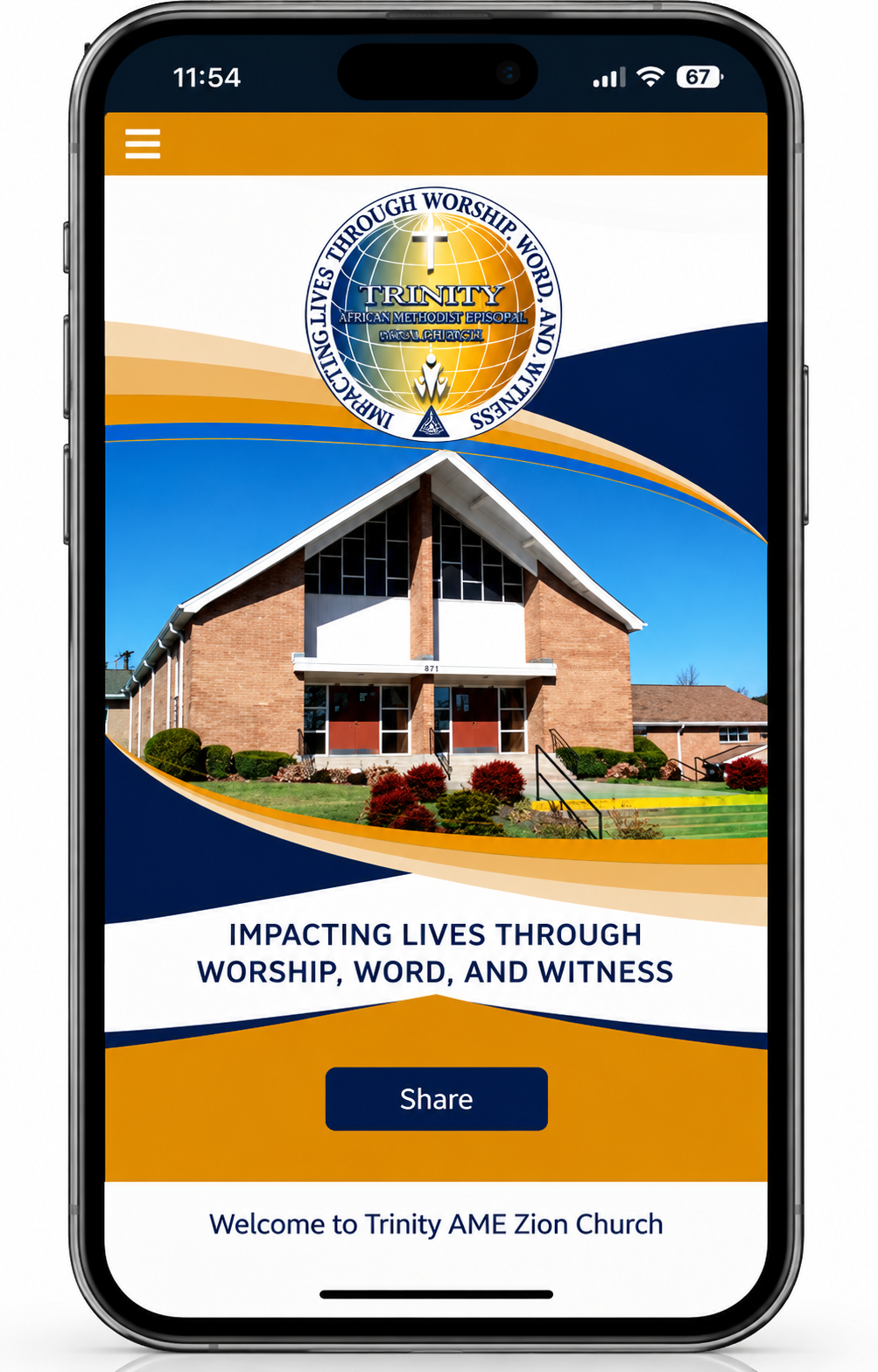 Trinity AME Zion Official Mobile App Mockup