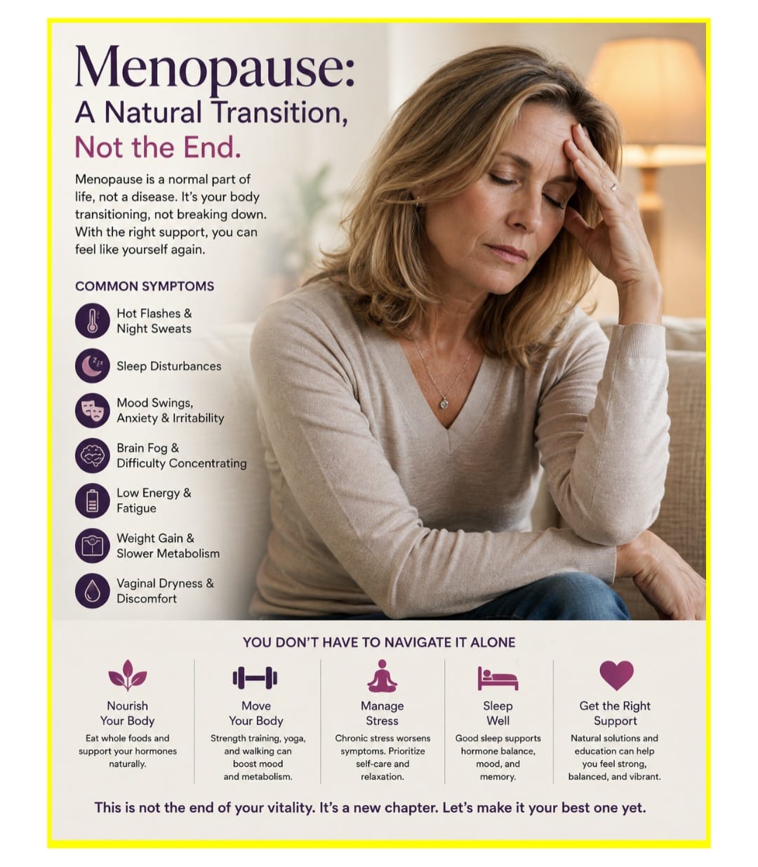 Menopause: A Natural Transition, Not the End — common symptoms and supportive lifestyle pillars for hormonal health