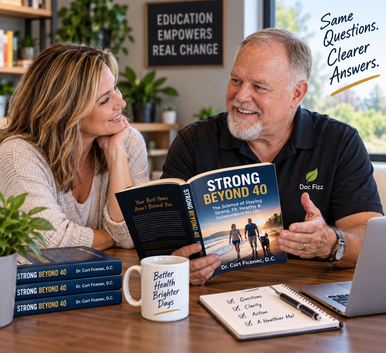 Dr. Curt Ficenec (Doc Fizz) discussing Strong Beyond 40 — Same Questions. Clearer Answers. Education Empowers Real Change