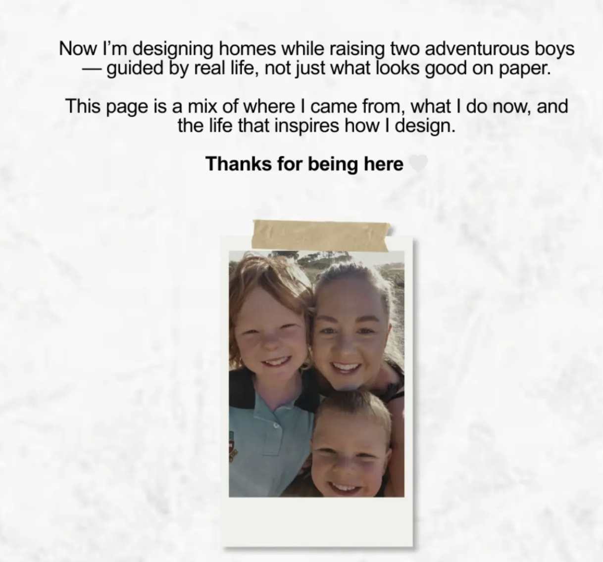 Amber with her two adventurous boys