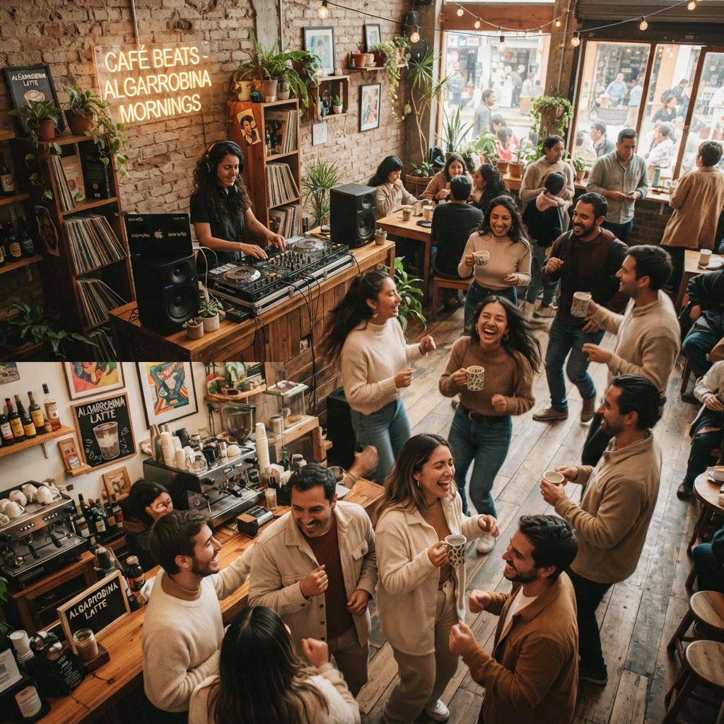 Fiesta de café con DJ al amanecer