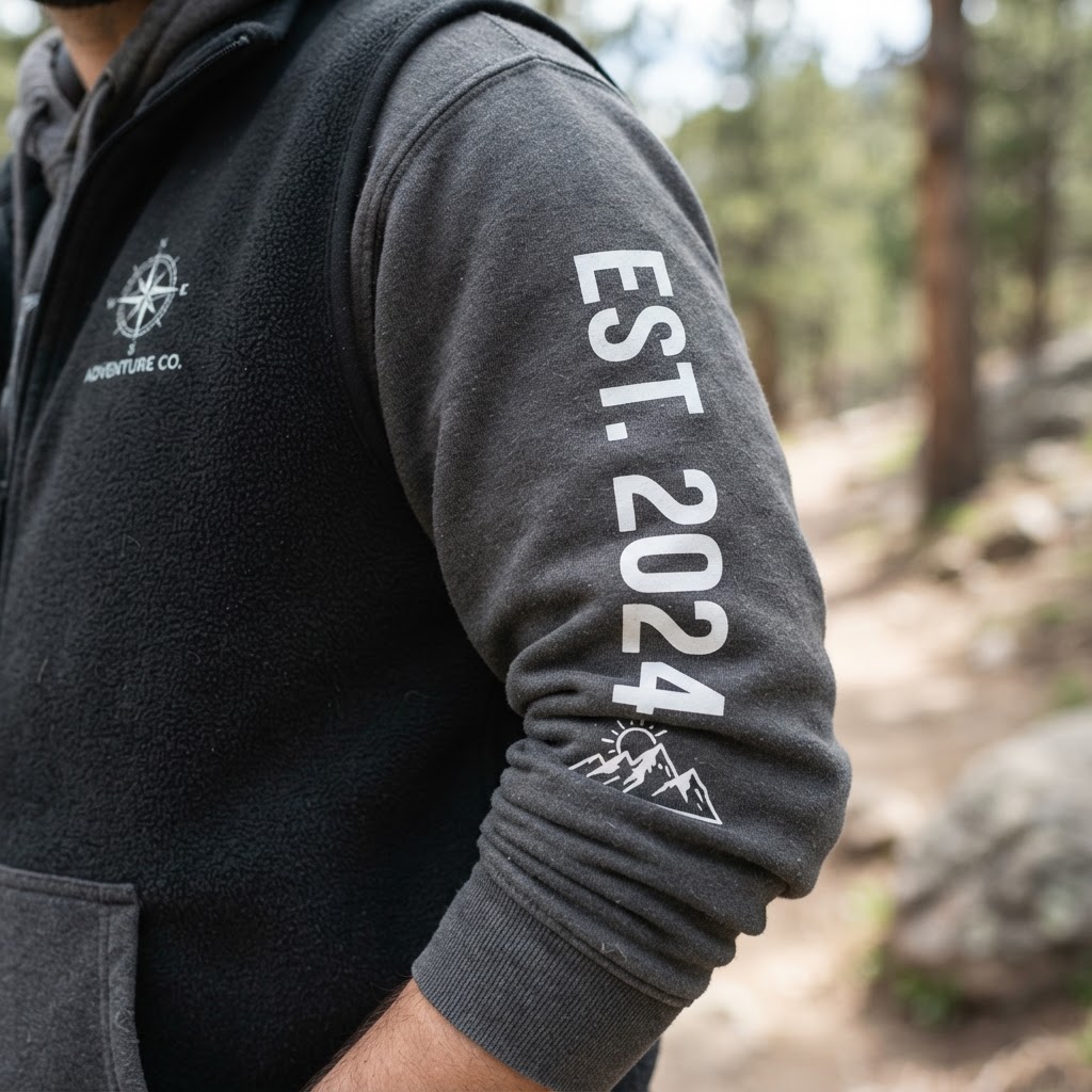 Customization concept: DTF Printing on the sleeve (+ chest) of a Carhartt CTK288 hoodie