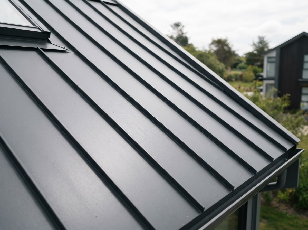 Pacific Northwest home with a freshly installed standing seam metal roof