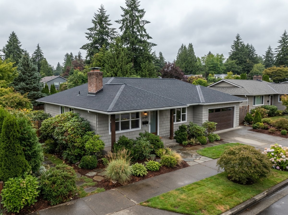 Lynnwood home with a freshly installed residential roof