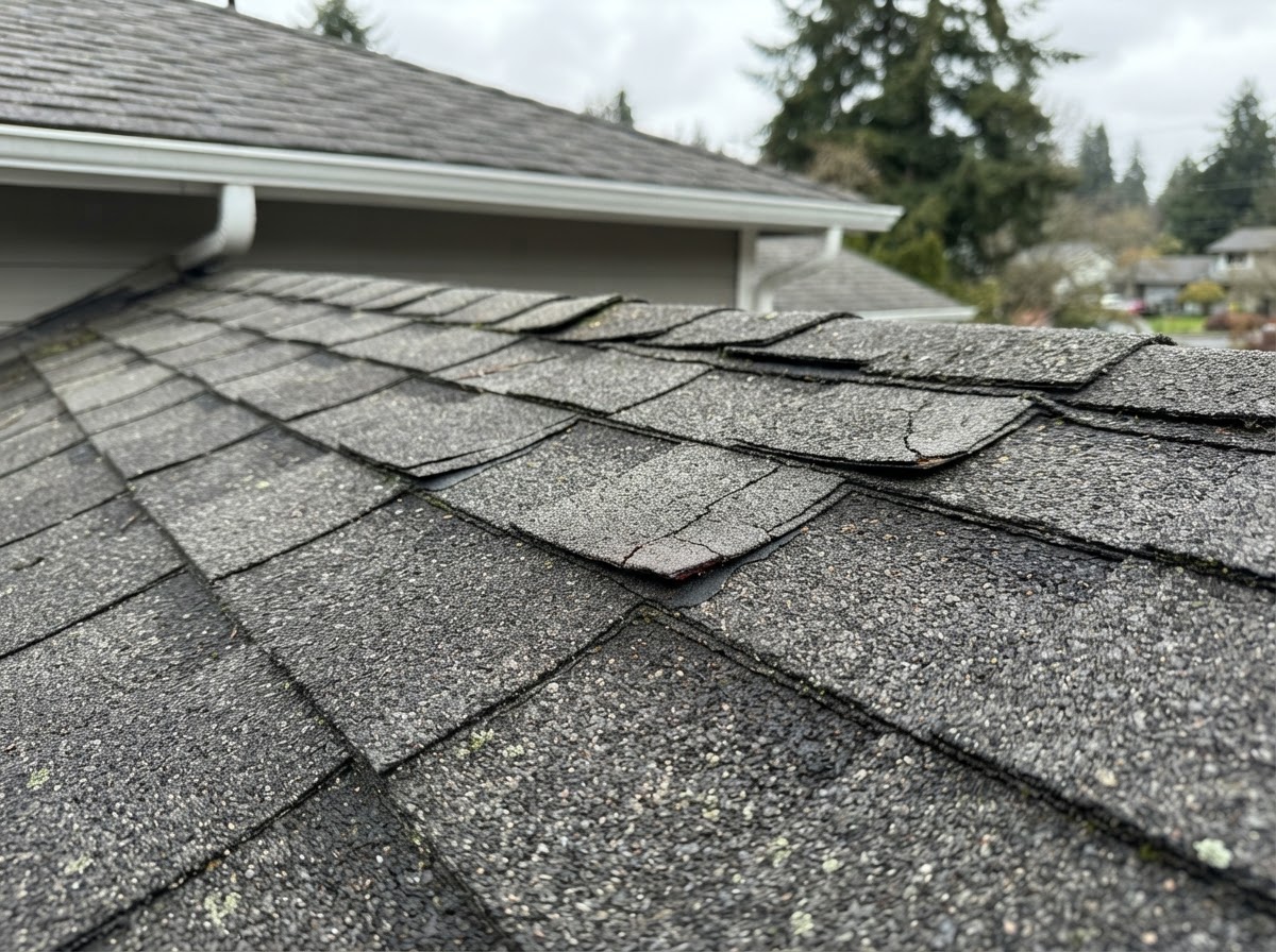 Missing or damaged roof shingles