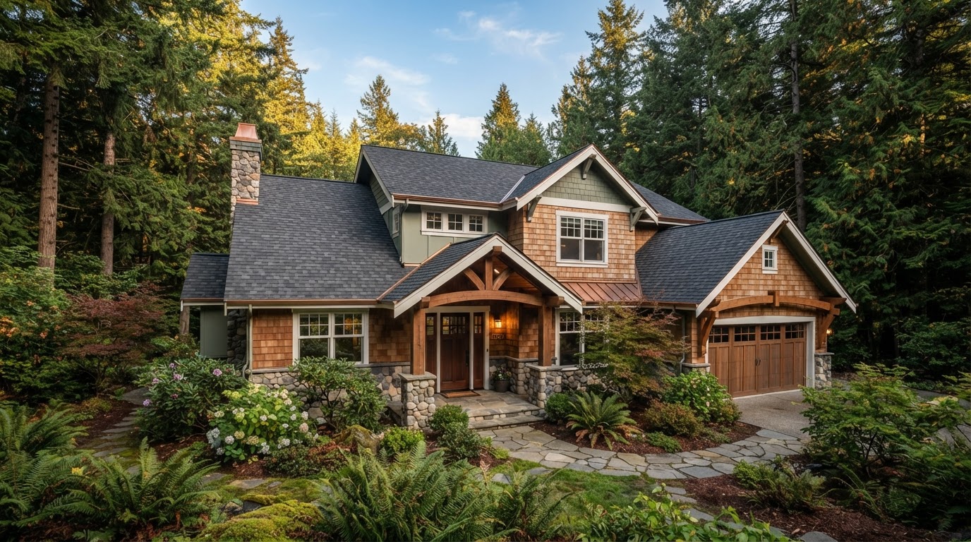 Pacific Northwest home with dimensional architectural shingles