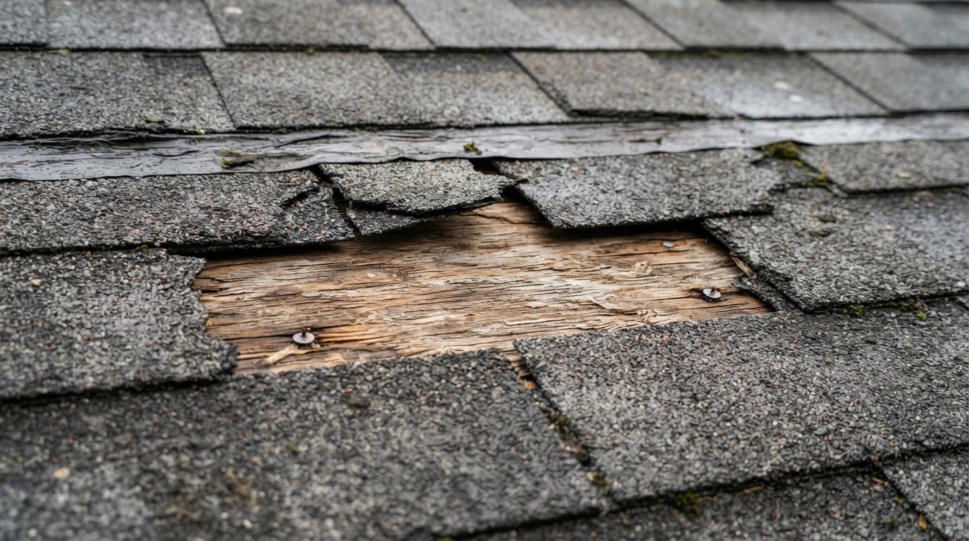 Roof Repair damaged asphalt shingles