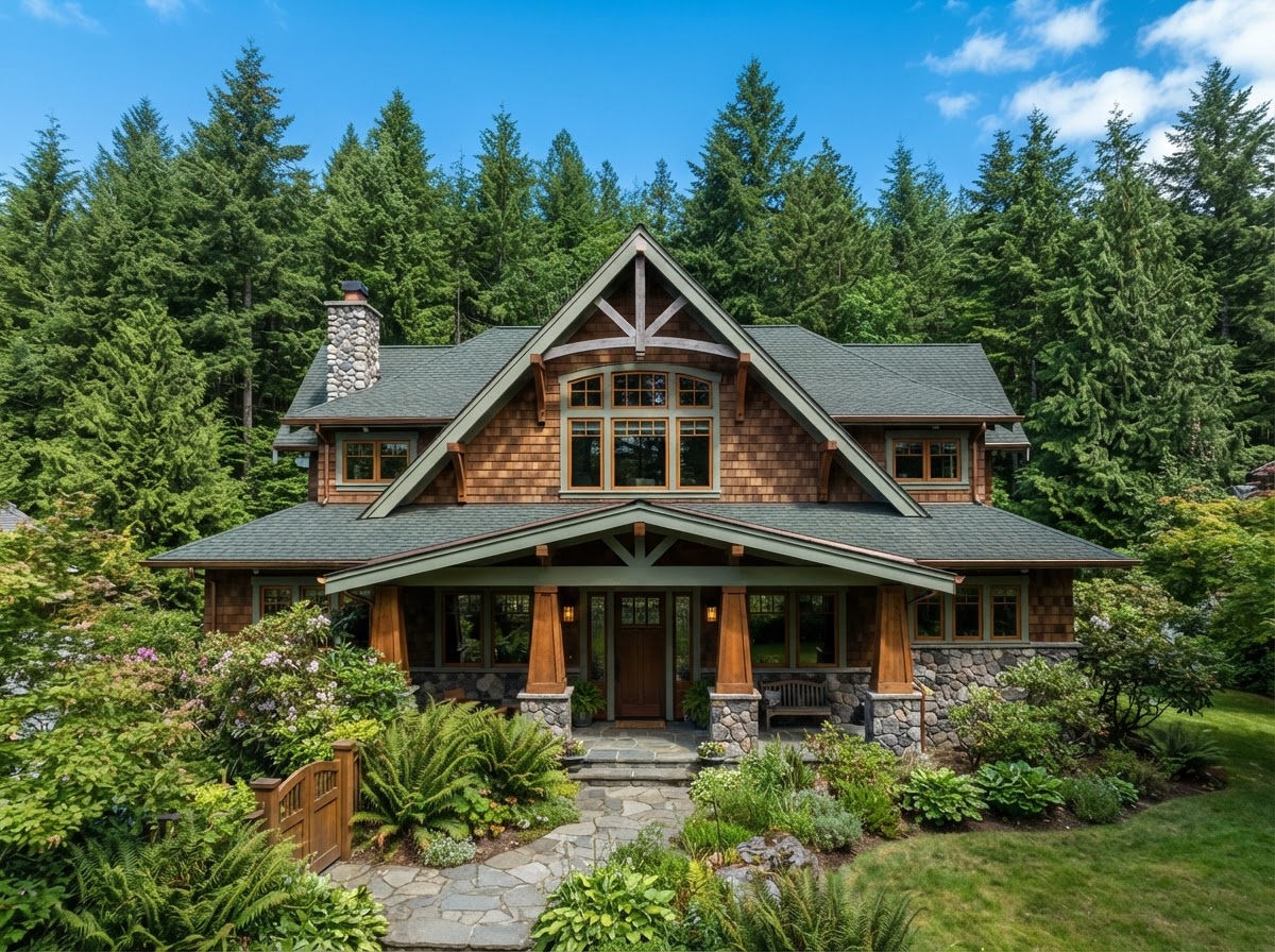 Pacific Northwest Craftsman home with clean roofline