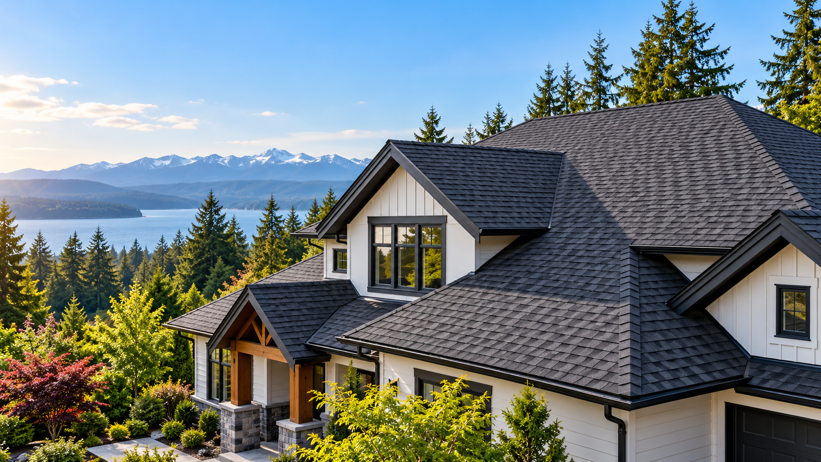 Completed residential roof replacement with architectural shingles